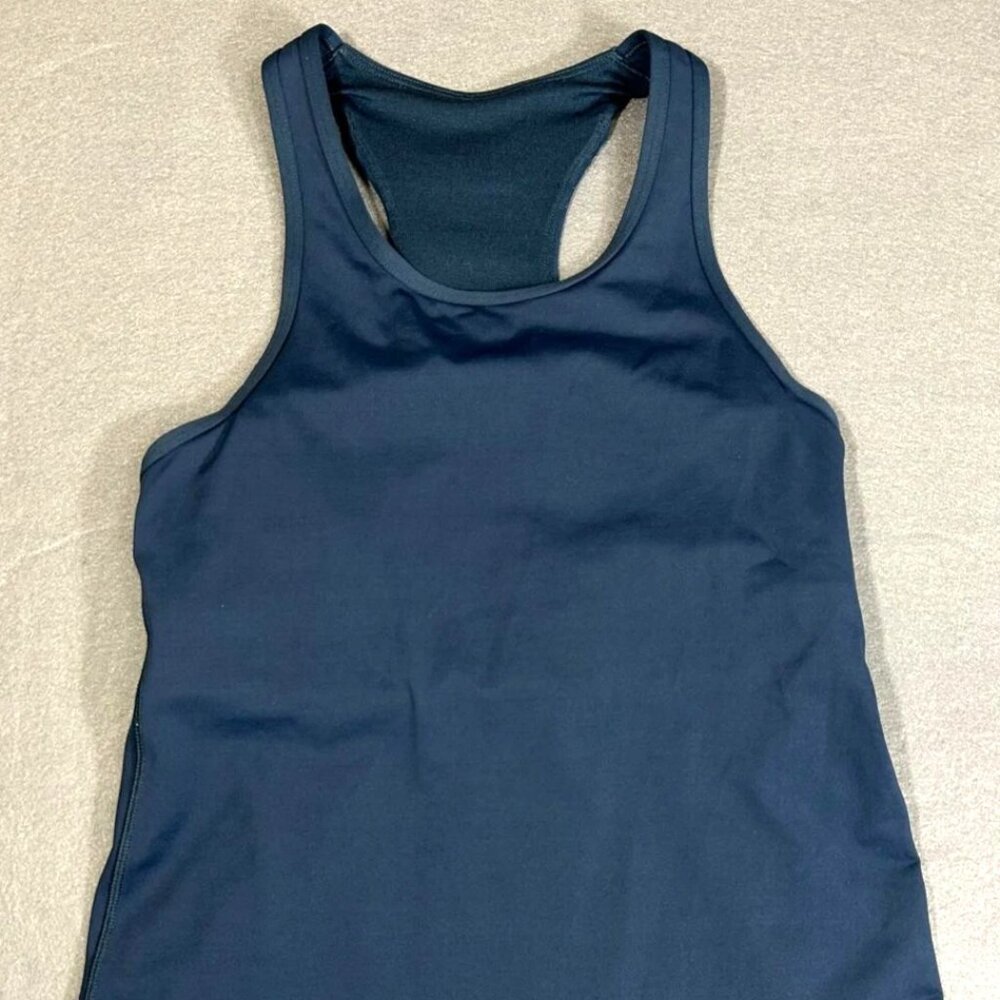 Lululemon Tank Top Bra Women's Size 6 Blue Final Lap Pocket Racerback